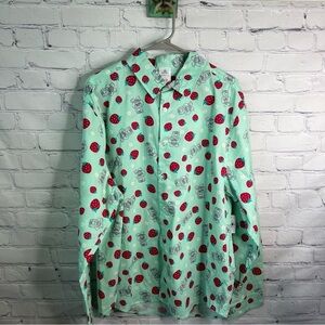 Disney Parks Pixar Toy Story Lotso Strawberry Button Down Shirt XL NWT